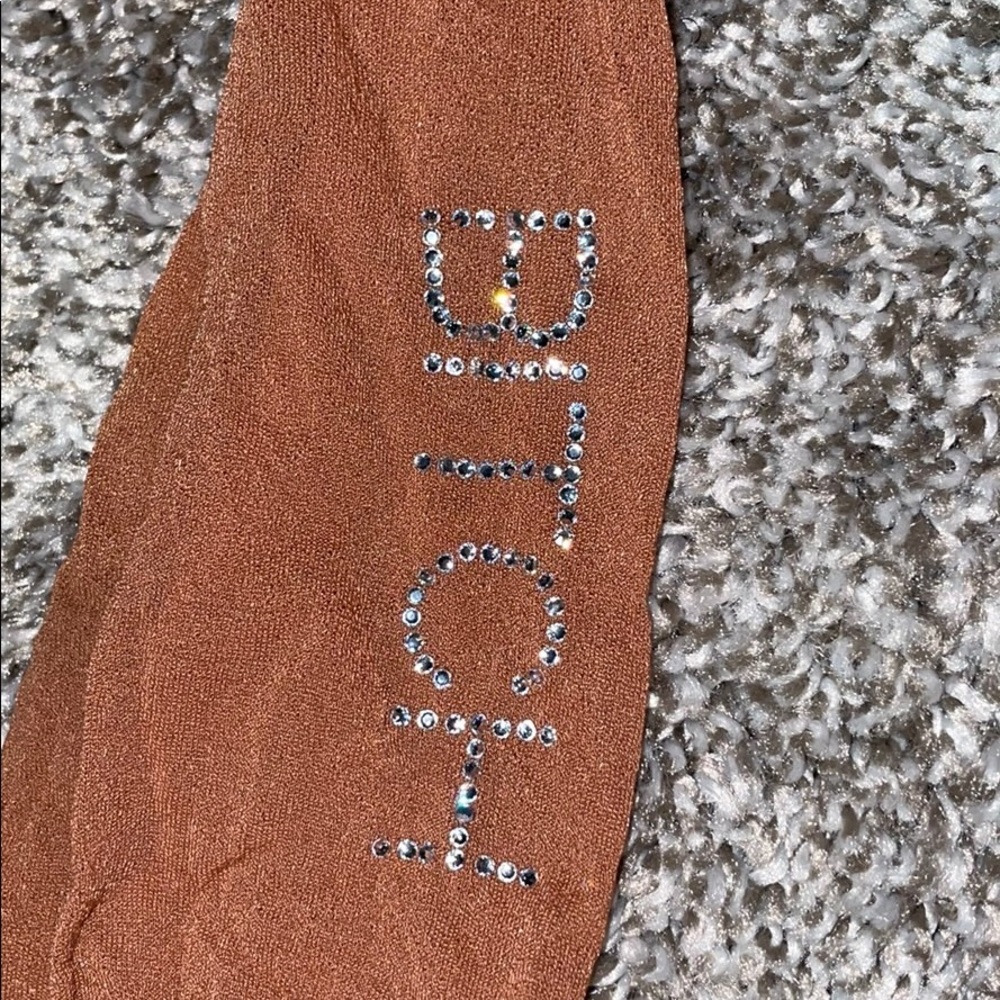 B*TCH sparkle sheer tights. Caramel color. (Skin color comparison photo posted.)